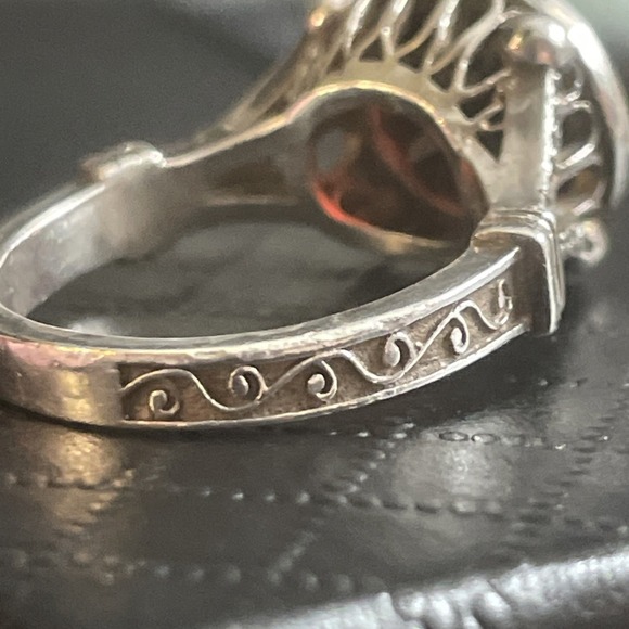 925 Garnet Modernist Ring Size 6 Sterling Silver Womens Birthstone Bezel Set - Picture 8 of 16